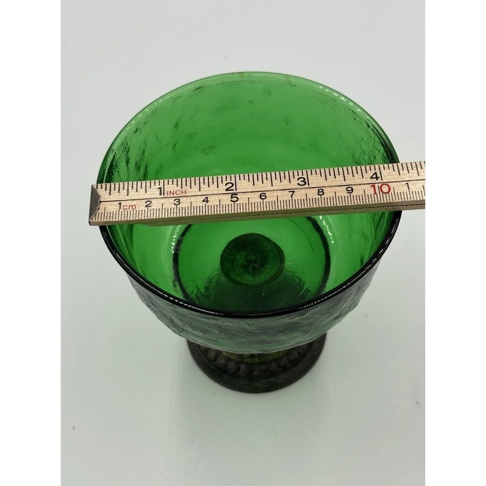 Vintage Green Metal Footed Compote Dish